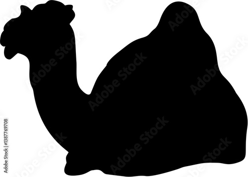Baby Camel Realistic Silhouette Black Eps Vector Illustration