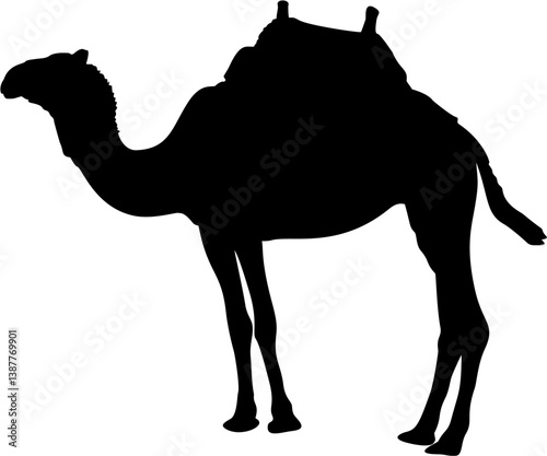 Baby Camel Realistic Silhouette Black Eps Vector Illustration
