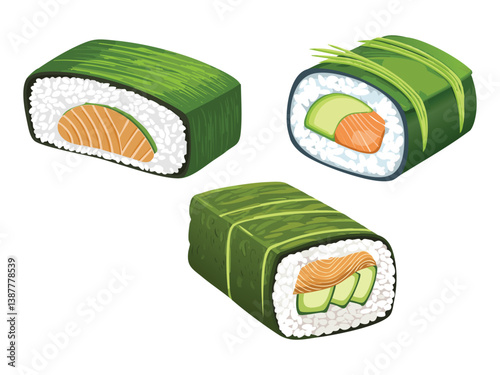 vector illustration of a Japanese food Oshi-zushi