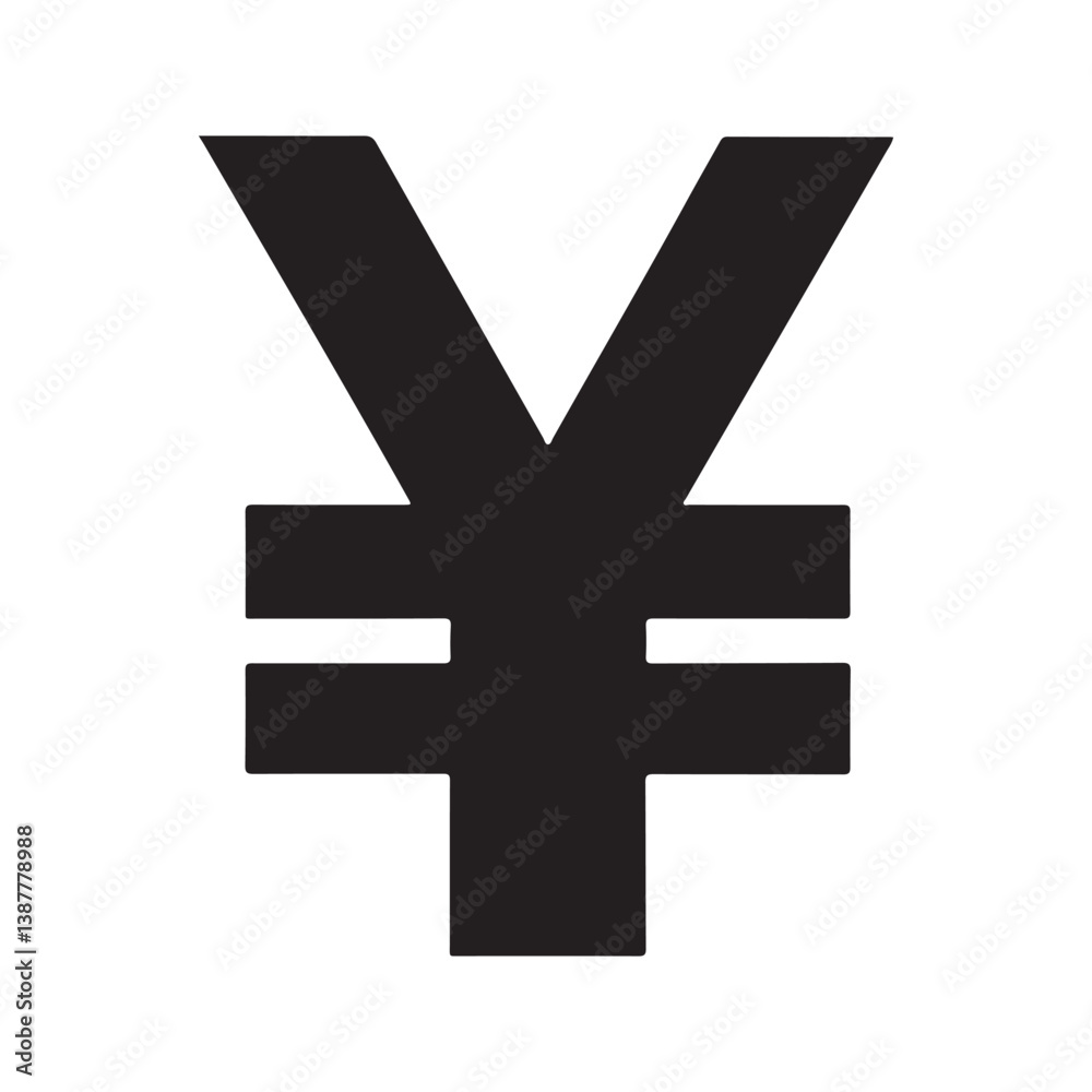 Fototapeta premium Japanese yen symbol icon silhouette vector flat illustration design