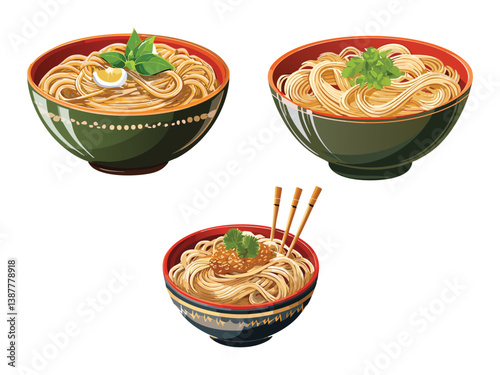 vector illustration of japanese food Soba