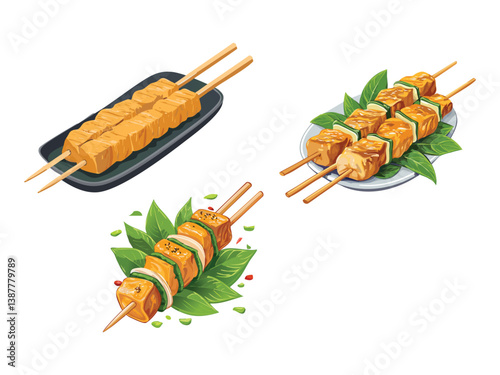 vector illustration of a Japanese food Yakitori