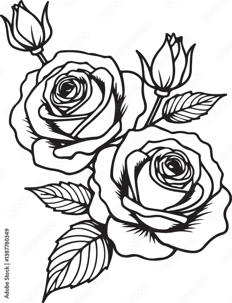 custom made wallpaper toronto digitalRose Line Art SVG | Elegant Flower Tattoo Design | Floral Clipart Bundle