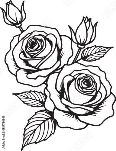 Wallpaper Mural Rose Line Art SVG | Elegant Flower Tattoo Design | Floral Clipart Bundle
 Torontodigital.ca
