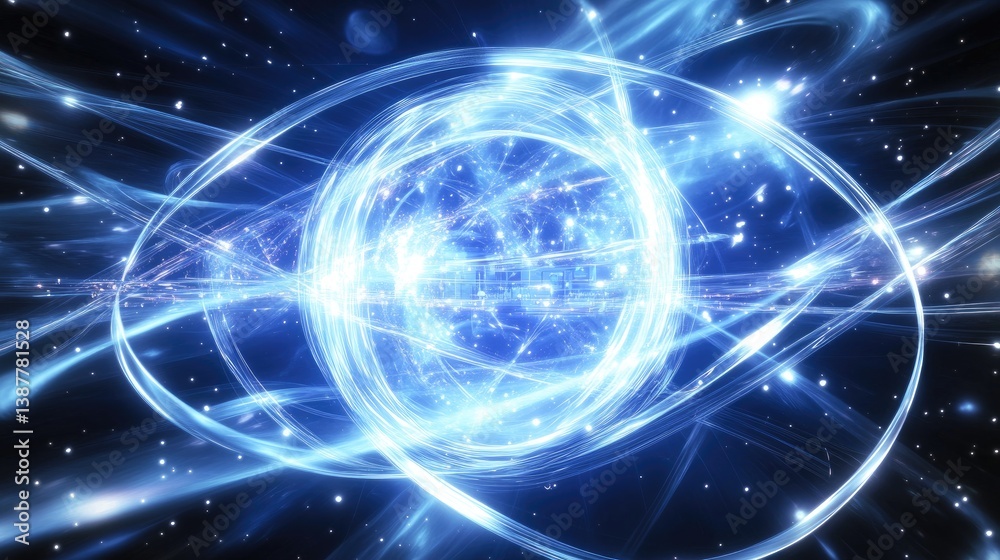 Obraz premium Quantum computing visualization with futuristic processor and abstract energy flows symbolizing innovation