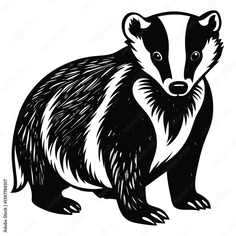 Obraz premium Adobe IllustraBadger silhouette collection. Set of black Badger silhouette. Badger silhouette set.tor Artwork