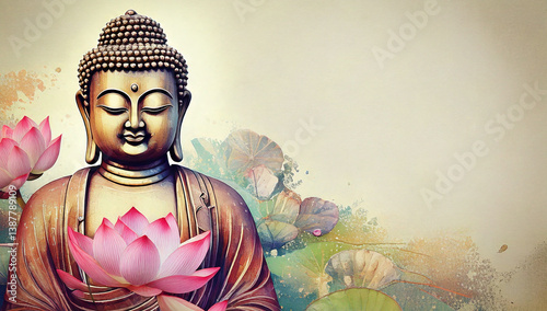 Lotus and Buddha Background