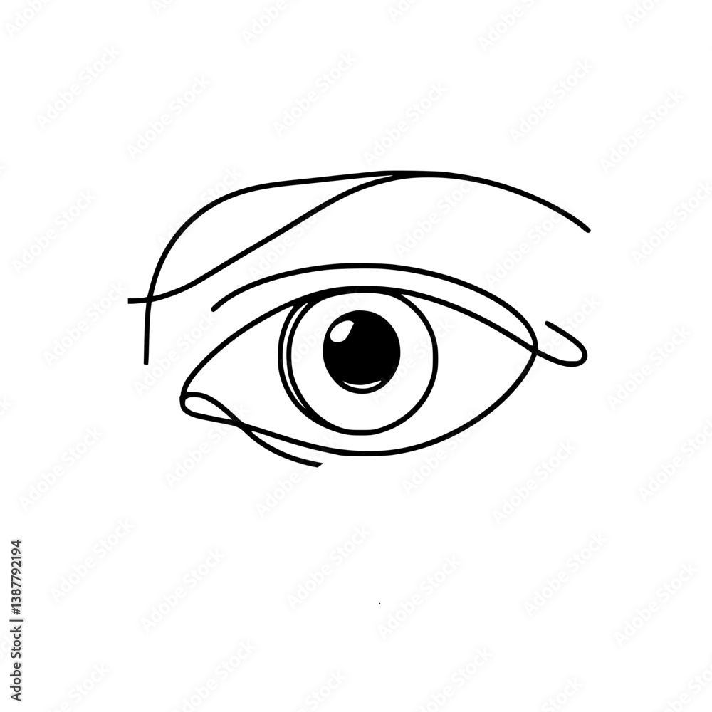 Line drawing of an eye with abstract style on a transparent background  