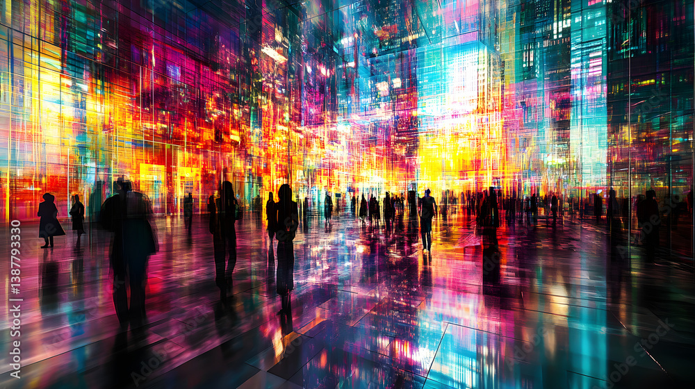 Fototapeta premium Interwoven Abstract Harmony: A Kaleidoscope of Colorful Connections Evoking Imagination