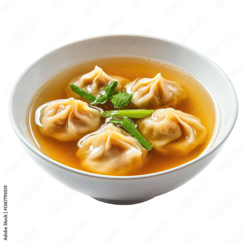 Hot Chinese Wonton Soup on transparent background Hot Chinese Wonton Soup on transparent background