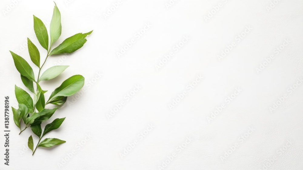 Fresh green leaves arranged on a white background Fresh green leaves arranged on a white background