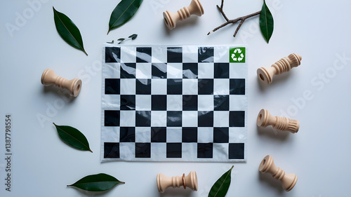 Eco-Friendly Chess Set with Nature Elements photo