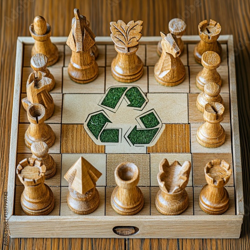 Eco-Friendly Chess Set with Nature-Inspired Pieces photo