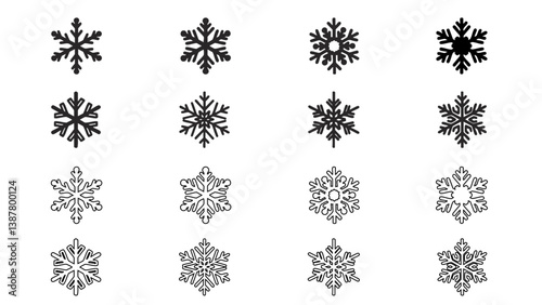 Christmas snowflake set. Vector data.
