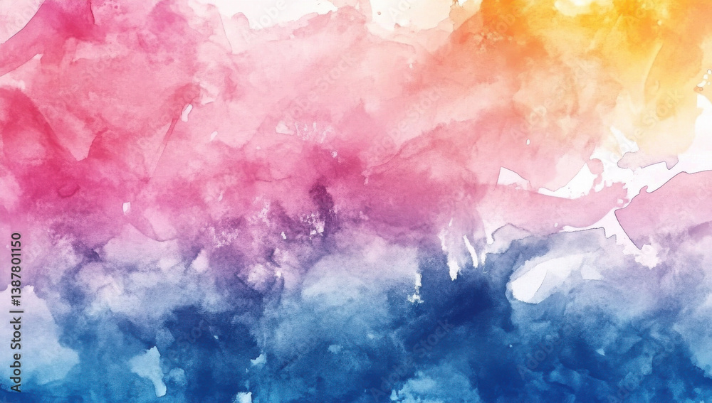 Fototapeta premium Vibrant watercolor abstract painting featuring blend of pink, purple, orange, and blue hues, creating soothing and artistic atmosphere. This artwork evokes feelings of creativity and inspiration
