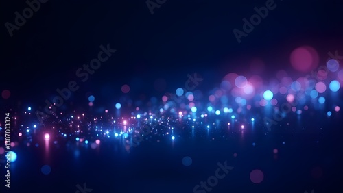 Holographic AI Data Network with Neon Particle Effects – Futuristic Cyberpunk Technology Background for Apps, Websites, and Presentations