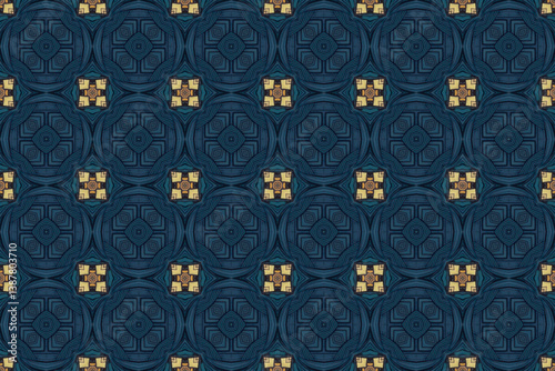 Seamless Cloth Endless Visual Decoration Digital Fashion Texture Perspective Geometric Tile Fabric Shape Symmetric Template Graphic Luxury Interior Textile Art Design Wallpaper Background Pattern.