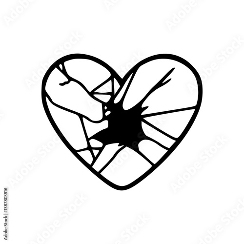 cracked heart vector icon
