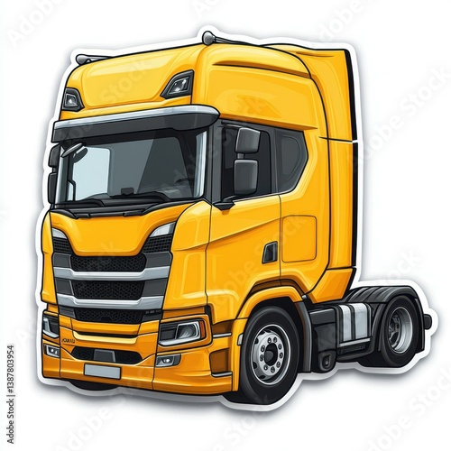 Bright yellow truck illustration showcasing modern design and details