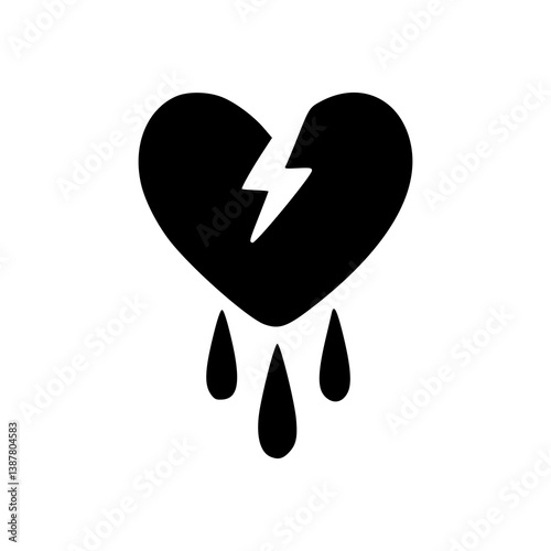 crying broken heart vector icon