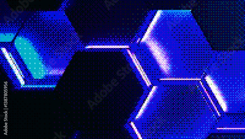Pixelated Halftone Abstract Grid Background