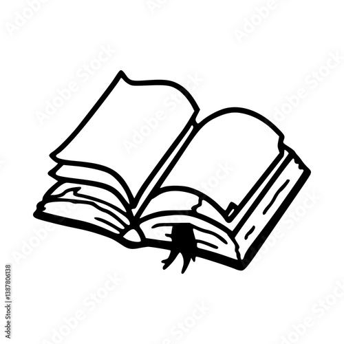 open book vector illustration with bookmark
