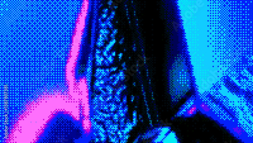Abstract Pixel Raster Halftone Waves Background