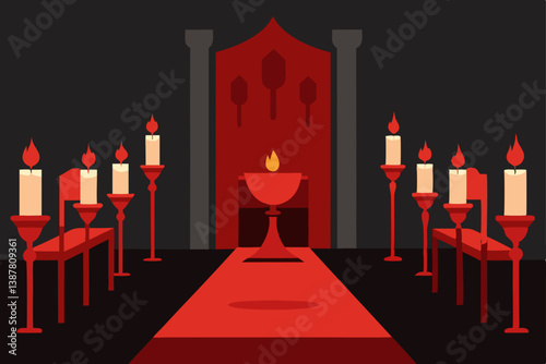 red background with candles