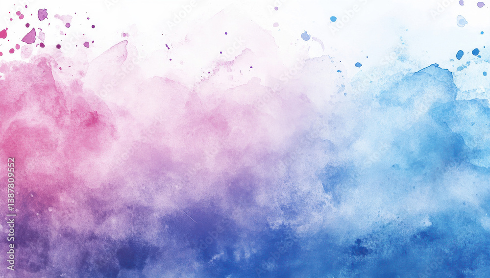 Obraz premium beautiful abstract watercolor background featuring gradient of pink and blue hues, creating soft and dreamy atmosphere. Perfect for artistic projects and designs