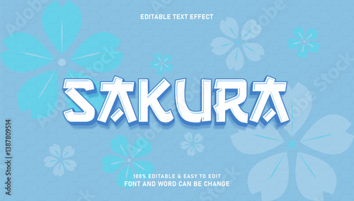 Sakura text effect with Japanese font style, editable