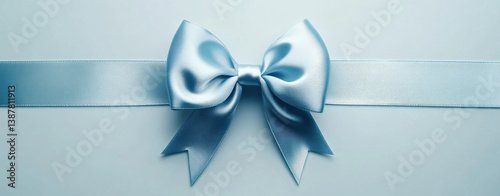 beautiful blue ribbon with bow, elegantly placed on light background, evokes feelings of celebration and joy. Perfect for gifts and decorations