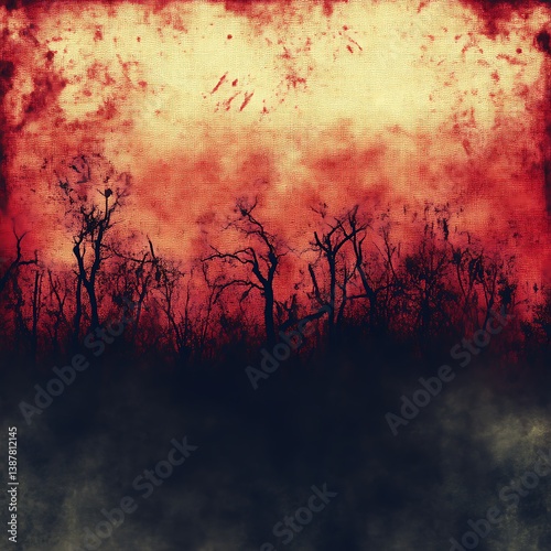 Crimson apocalypse, barren forest