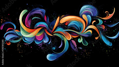 Colorful vibrant abstract paint splash artistic design swirling patterns dynamic shapes creative expression modern art colorful swirls