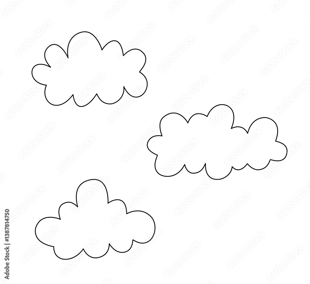 Obraz premium Stylized Cloud Outline Illustration in Line Art Style. Clean and Simple Vector for Creative Use