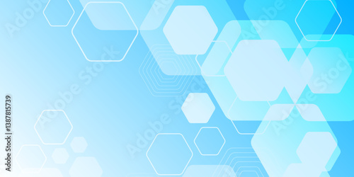 Gradient hexagonal background. Minimal White Abstract Background with Subtle Hexagonal Line Pattern. Modern banner template. Digital future technology concept.