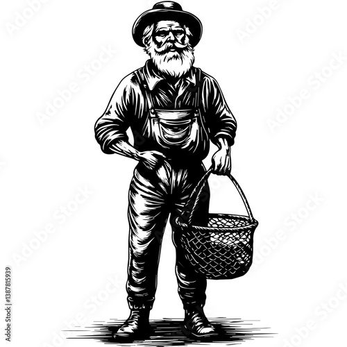 Old sailor, old captain, fisherman vector illustration isolated