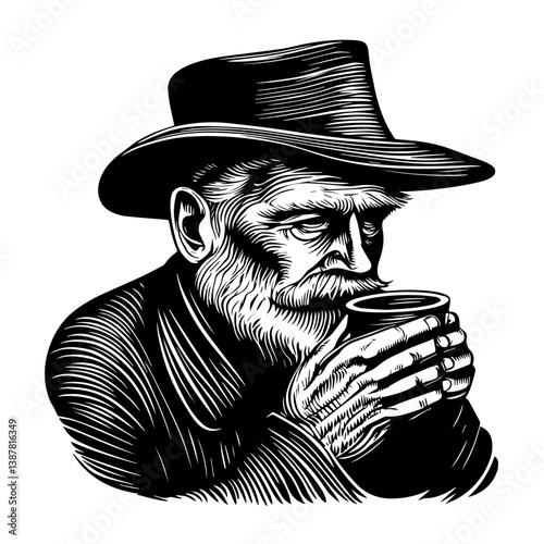 Old sailor, old captain, fisherman vector illustration isolated