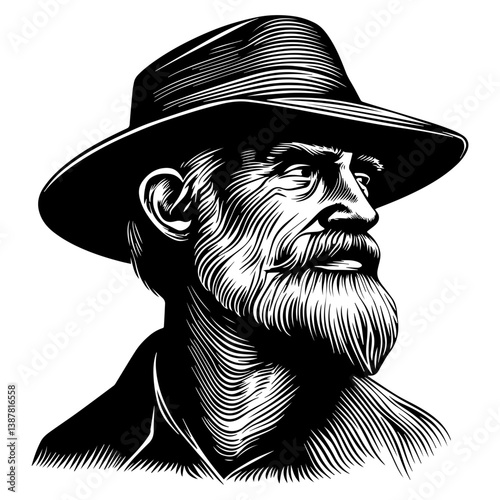 Old sailor, old captain, fisherman vector illustration isolated