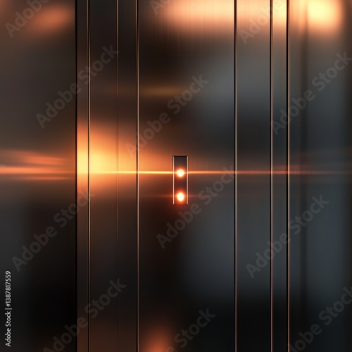 Glossy Metallic 3D Elevator Panel with Illuminated Indicators