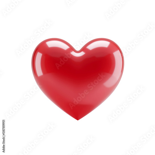 3d red heart emoji, glossy love symbol, romantic valentine icon photo