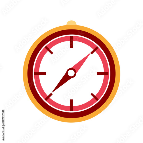 Flat style compass icons in red and yellow for navigation and travel, AI Generation