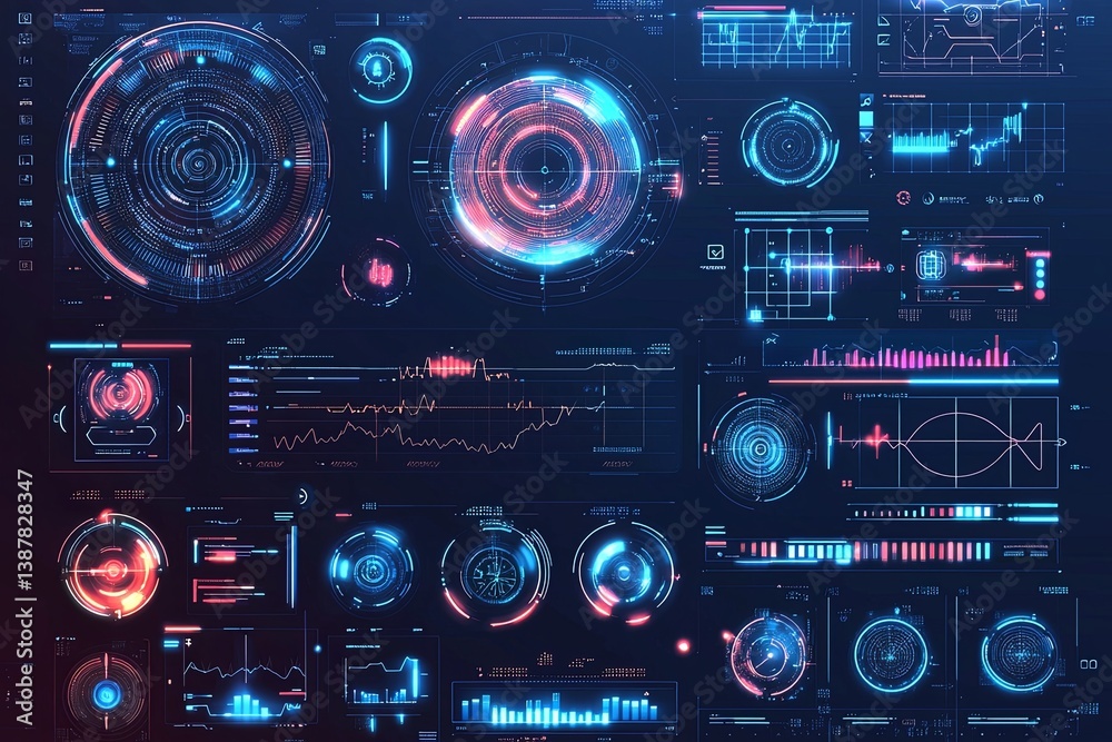 Futuristic Digital Interface with Charts, Graphs, and Data Visualization Elements for Technology and Data Analysis Concepts Futuristic Digital Interface with Charts, Graphs, and Data Visualization Elements for Technology and Data Analysis Concepts