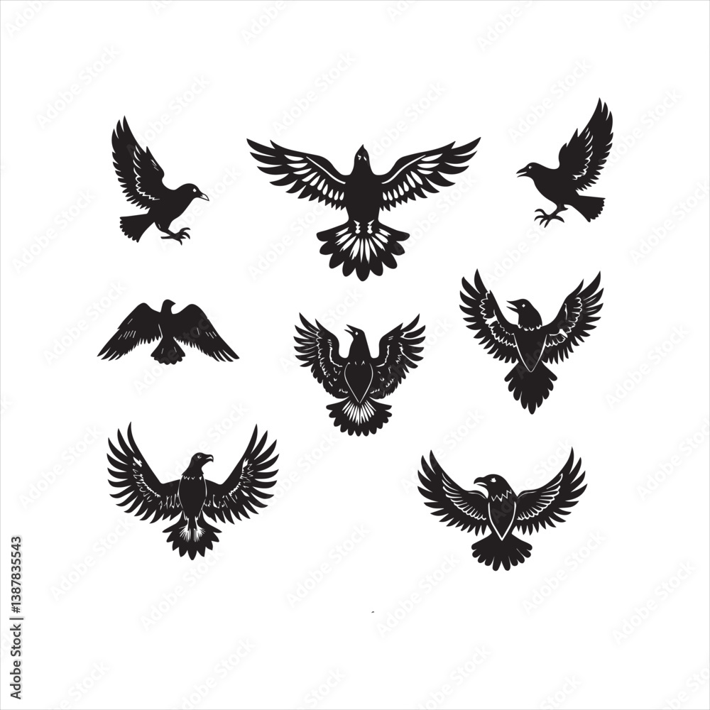 Obraz premium Eagles Silhouette Vector Set Free Vector