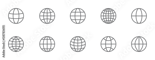 Set of world icon. Globe Symbol, web logo, world wide web, earth, planet. Vector illustration.