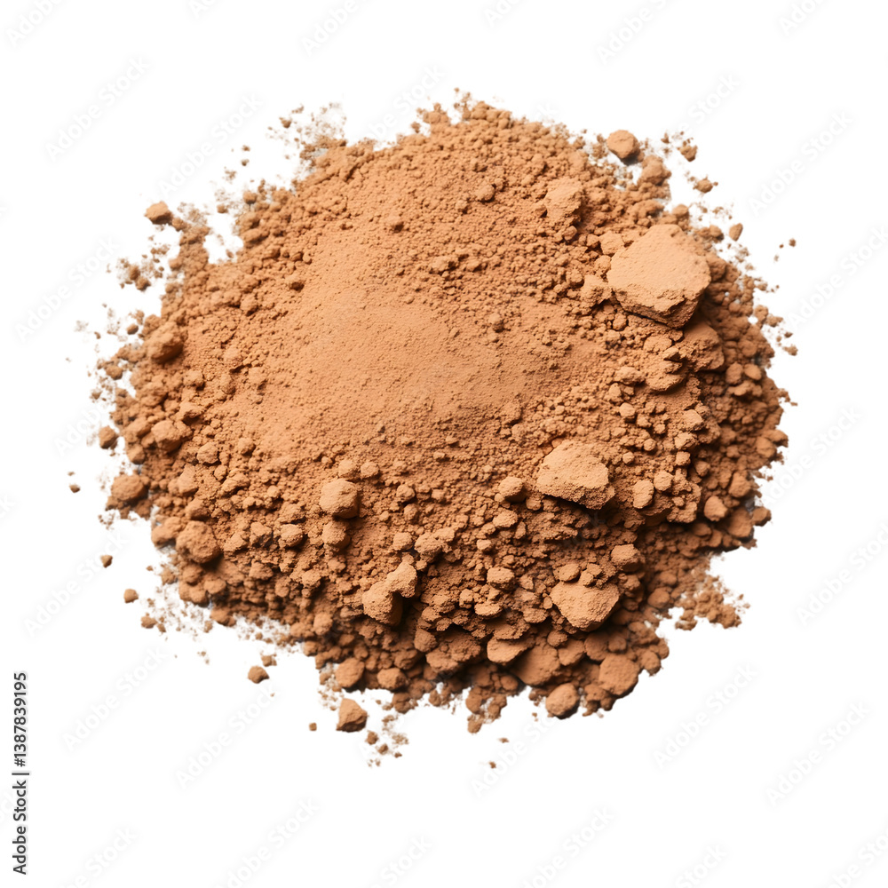 Cocoa powder pile with overhead shot. Cocoa powder pile with overhead shot.