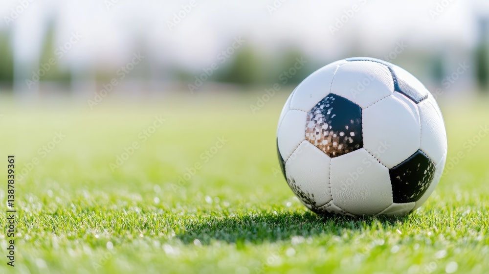 Fototapeta premium Soccer ball on a grassy field