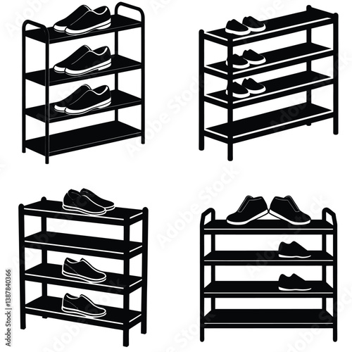 ShoeRack Vector Shilhouette Bundle Set Collection