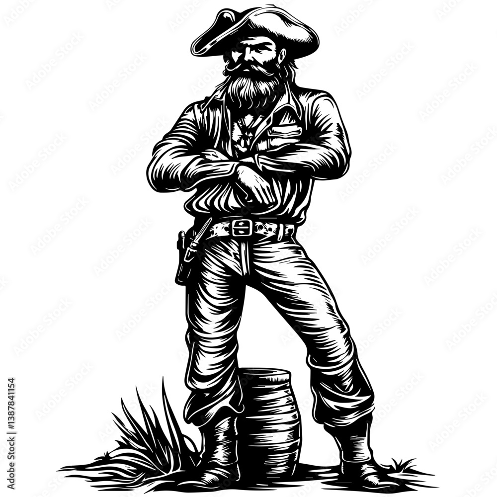 Obraz premium Pirate Character Cartoon Vector Illustration