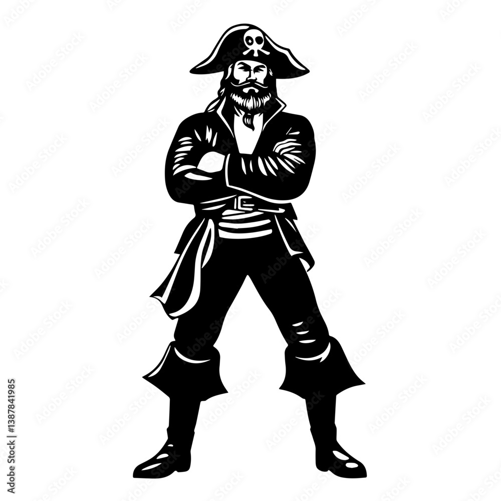 Naklejka premium Old sailor, old captain, fisherman vector illustration isolated