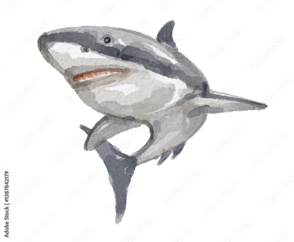 Fototapeta premium Watercolor shark for logo, invitations and more